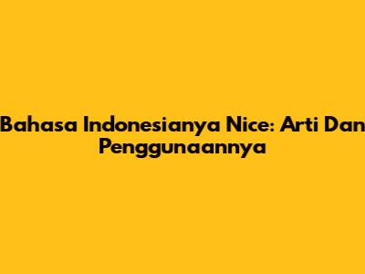 Bahasa Indonesianya Nice: Arti Dan Penggunaannya