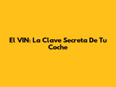 El VIN: La Clave Secreta De Tu Coche