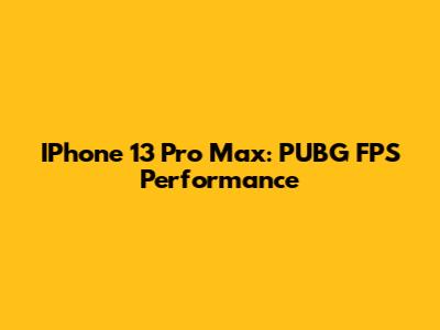 IPhone 13 Pro Max: PUBG FPS Performance