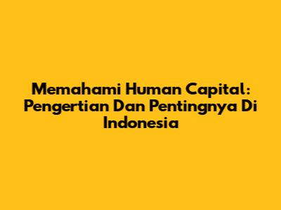 Memahami Human Capital: Pengertian Dan Pentingnya Di Indonesia
