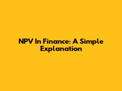 NPV In Finance: A Simple Explanation