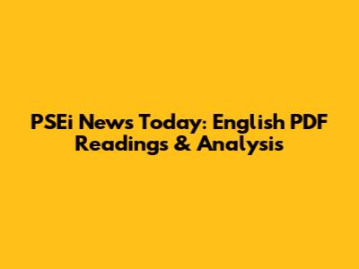 PSEi News Today: English PDF Readings & Analysis