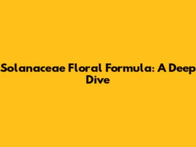 Solanaceae Floral Formula: A Deep Dive