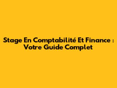 Stage En Comptabilité Et Finance : Votre Guide Complet
