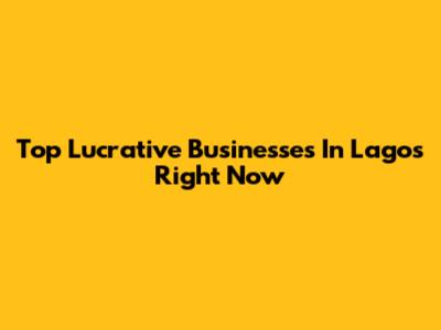 Top Lucrative Businesses In Lagos Right Now