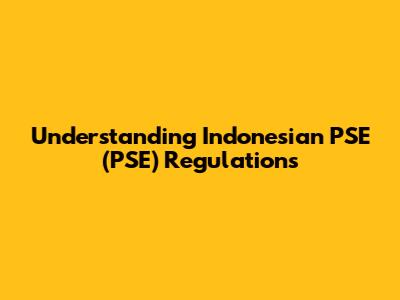 Understanding Indonesian PSE (PSE) Regulations